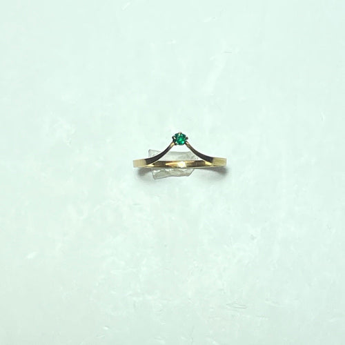 Bague 52 Bague fine en or jaune 18 carats avec pierre verte, taille 52 58 Facettes 260016