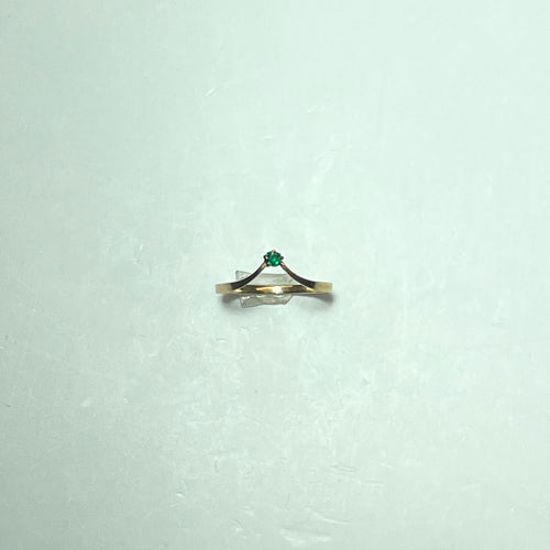 Bague 52 Bague fine en or jaune 18 carats avec pierre verte, taille 52 58 Facettes 260016