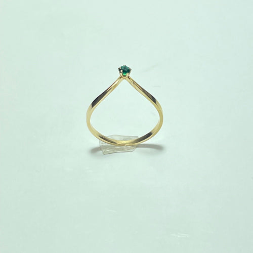 Bague 52 Bague fine en or jaune 18 carats avec pierre verte, taille 52 58 Facettes 260016