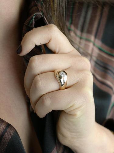 Bague 60 Bague jonc vintage en or jaune 18 carats avec diamant 0,5 ct 58 Facettes 1087.25