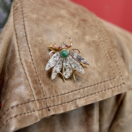 Broche Broche victorienne insecte en or 14k et diamants taille rose 58 Facettes A2001O