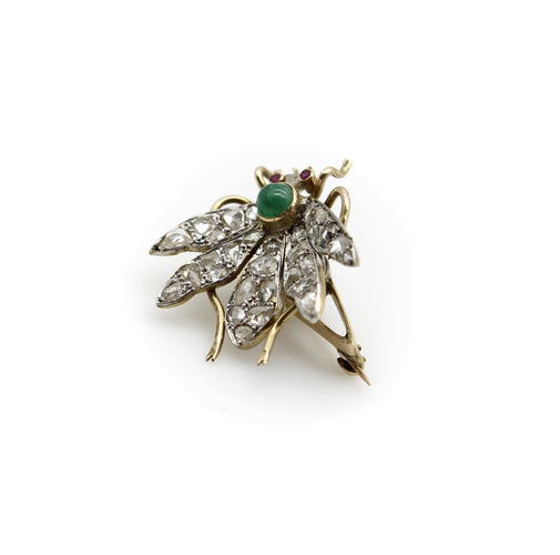 Broche Broche victorienne insecte en or 14k et diamants taille rose 58 Facettes A2001O