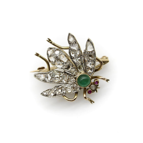 Broche Broche victorienne insecte en or 14k et diamants taille rose 58 Facettes A2001O