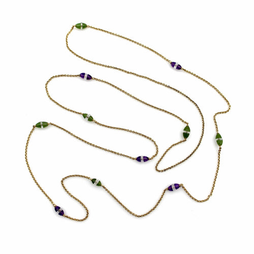 Collier Époque victorienne - Collier sautoir station en or 14 carats et améthystes 58 Facettes A2001N