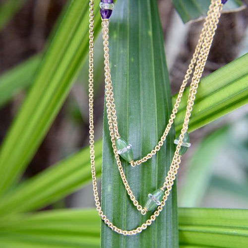 Collier Époque victorienne - Collier sautoir station en or 14 carats et améthystes 58 Facettes A2001N