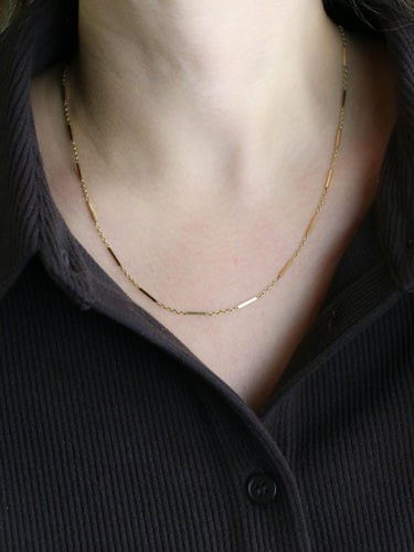 Collier Chaîne vintage à maillons bâton et forçat en or jaune 18 carats 58 Facettes 1219.5