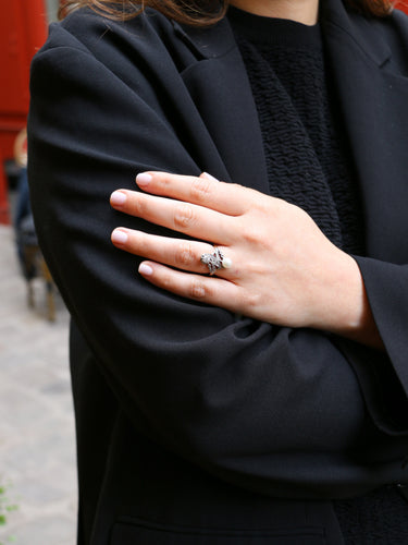 Bague 53 Bague toi et moi Belle Époque en or blanc 18 carats, perle et diamants 58 Facettes 718