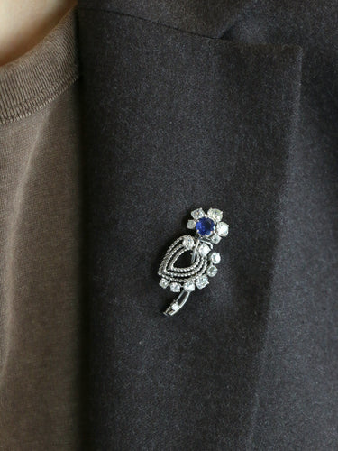 Broche Mauboussin - Broche fleur en or blanc 18k saphir et diamants 58 Facettes 342