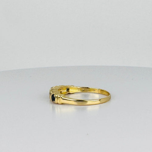 Bague Bague vintage en or jaune 18k avec saphirs bleus et diamants 58 Facettes 2505010