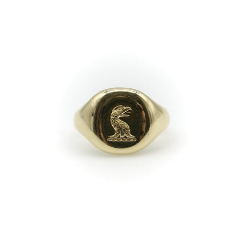 Bague 56 Goldsmiths and Silversmiths Co. Ltd. - Bague chevalière en or 18 carats, intaille aigle 58 Facettes A2002F