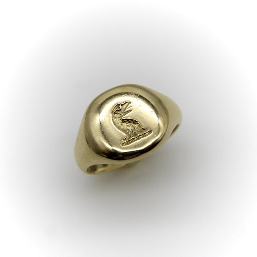 Bague 56 Goldsmiths and Silversmiths Co. Ltd. - Bague chevalière en or 18 carats, intaille aigle 58 Facettes A2002F