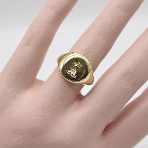Bague 56 Goldsmiths and Silversmiths Co. Ltd. - Bague chevalière en or 18 carats, intaille aigle 58 Facettes A2002F