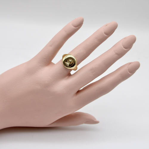 Bague 56 Goldsmiths and Silversmiths Co. Ltd. - Bague chevalière en or 18 carats, intaille aigle 58 Facettes A2002F