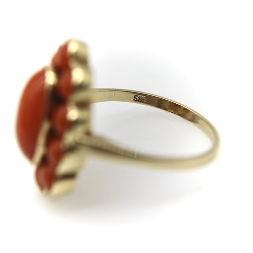 Bague Bague rétro en or 14k au corail cabochon 58 Facettes A2002D