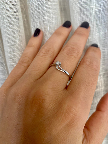 Bague 57 Bague solitaire diamant en or blanc 18k 58 Facettes