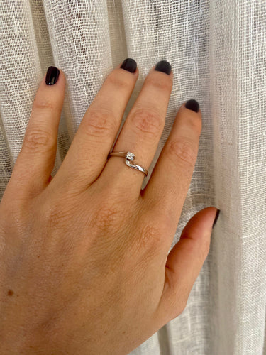 Bague 57 Bague solitaire diamant en or blanc 18k 58 Facettes