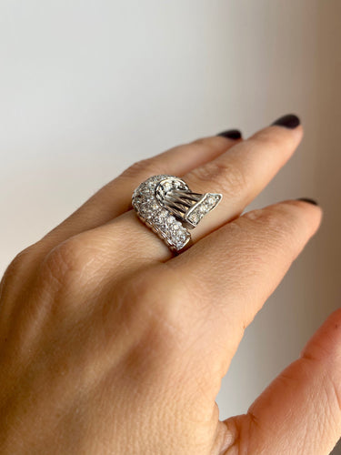 Bague 58 Bague Art déco en or blanc 18k et diamants 58 Facettes