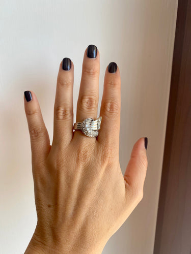 Bague 58 Bague Art déco en or blanc 18k et diamants 58 Facettes