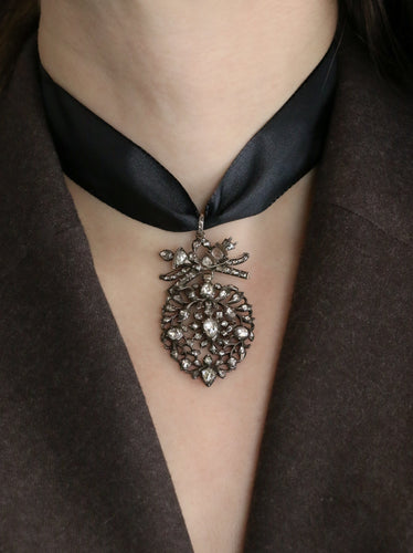 Pendentif Pendentif ancien cœur flamand en or, argent et diamants taille rose 58 Facettes 1113.6