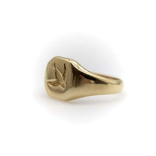 Bague 64 Bague chevalière Art déco en or 18K avec intaille d’hirondelle 58 Facettes A2002Z