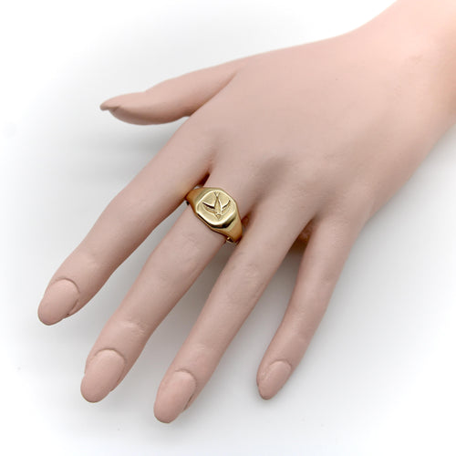 Bague 64 Bague chevalière Art déco en or 18K avec intaille d’hirondelle 58 Facettes A2002Z