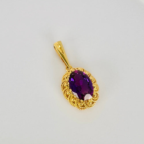 Pendentif Pendentif vintage en or jaune 18 carats et améthyste ovale 58 Facettes 2509002