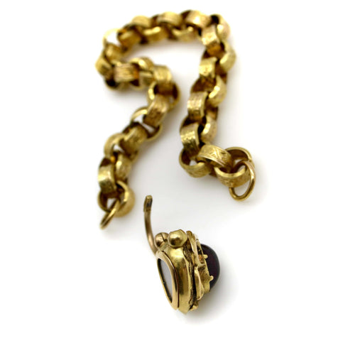 Bracelet Bracelet à maillons rolo avec cadenas cœur en or jaune 14k et grenat 58 Facettes