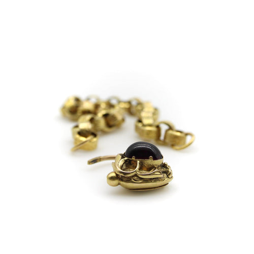 Bracelet Bracelet à maillons rolo avec cadenas cœur en or jaune 14k et grenat 58 Facettes