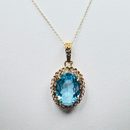 Pendentif Pendentif vintage en or rose 18 carats et topaze bleue 58 Facettes 2509003