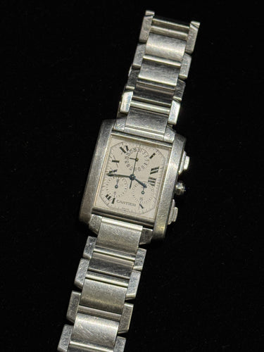 Montre Cartier Tank Française - Montre chronographe quartz réf. 2303 en acier 58 Facettes