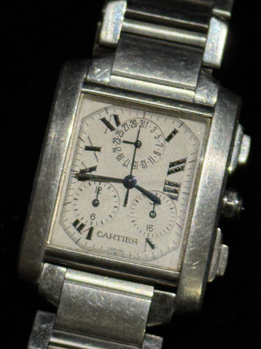 Montre Cartier Tank Française - Montre chronographe quartz réf. 2303 en acier 58 Facettes