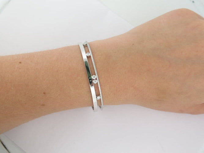 Bracelet Messika Move Romane - Bracelet jonc en or blanc et diamants 58 Facettes 268783
