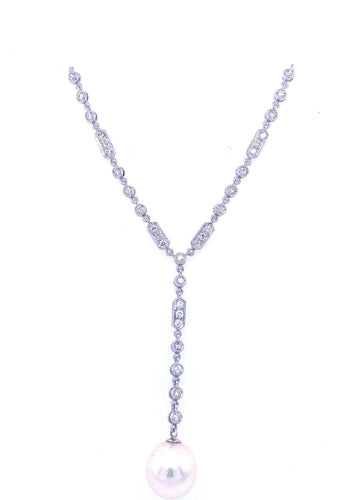 Collier Art déco - Collier pendentif en or blanc 18 carats avec diamants 58 Facettes