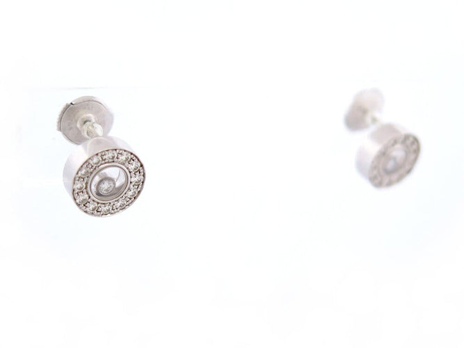 Boucles d'oreilles Chopard Happy Diamonds Icons - Boucles d'oreilles en or blanc 18k et diamants 58 Facettes 268811