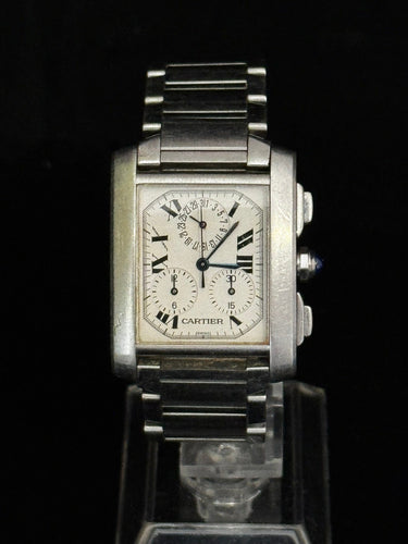 Montre Cartier Tank Française - Montre chronographe quartz réf. 2303 en acier 58 Facettes