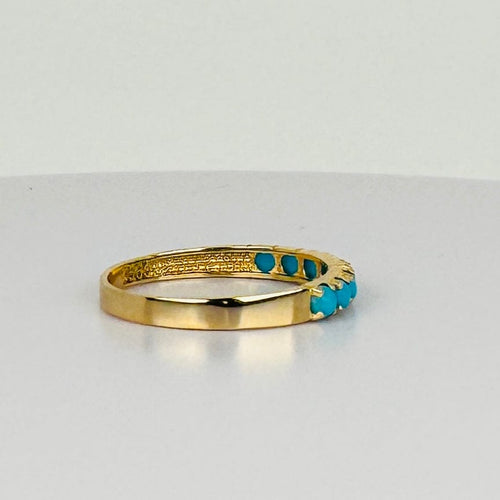 Bague Bague vintage en or jaune 14k avec turquoises 58 Facettes 2507016