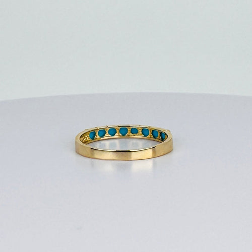 Bague Bague vintage en or jaune 14k avec turquoises 58 Facettes 2507016