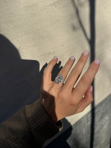 Bague 54.5 Bague Toi et moi en or blanc 18k et diamants 58 Facettes
