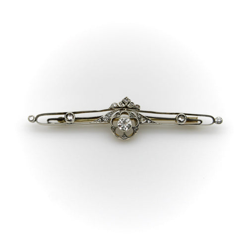 Broche Broche barrette russe pré-révolutionnaire en or 14K et diamants 58 Facettes