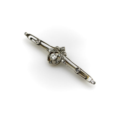 Broche Broche barrette russe pré-révolutionnaire en or 14K et diamants 58 Facettes