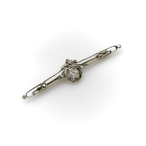 Broche Broche barrette russe pré-révolutionnaire en or 14K et diamants 58 Facettes