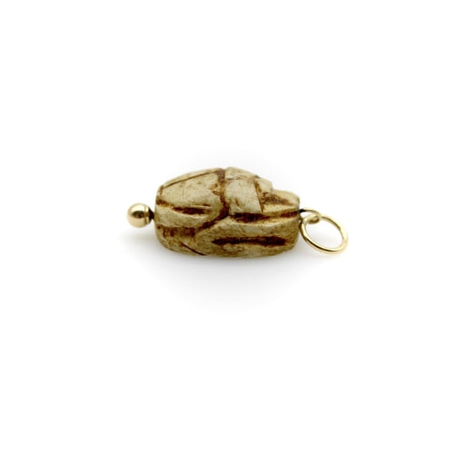 Pendentif Egyptian Revival - Pendentif scarabée en or jaune 14k et pierre beige 58 Facettes A2003M