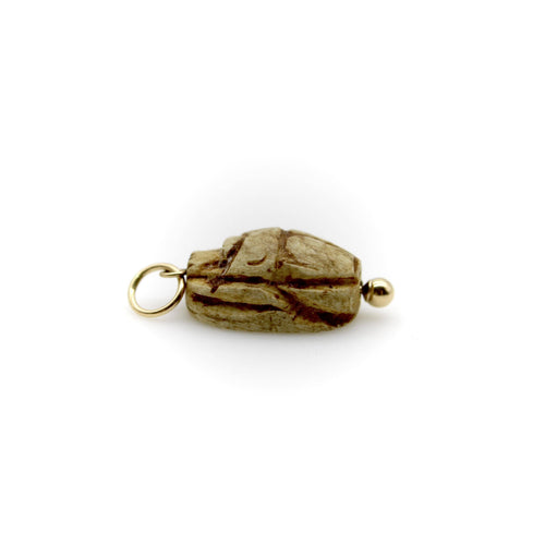 Pendentif Egyptian Revival - Pendentif scarabée en or jaune 14k et pierre beige 58 Facettes A2003M