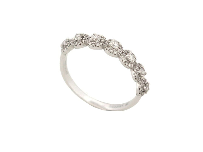 Bague 55 Messika - Bague alliance 7 diamants en or blanc 18k, 0,47 ct (T55) 58 Facettes 267817