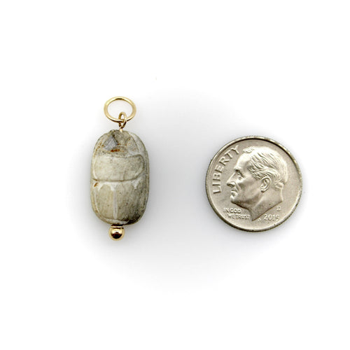 Pendentif Pendentif scarabée style Egyptian Revival en or 14 carats et pierre grise 58 Facettes A2003P