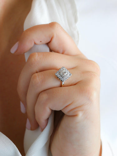 Bague 53 Bague losange en or jaune et platine, diamants taille ancienne 1,07 ct 58 Facettes 1163.9