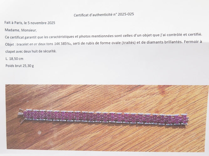 Bracelet Michael Christoff - Bracelet style tapis en or rose 14k rubis et diamants 58 Facettes 269285