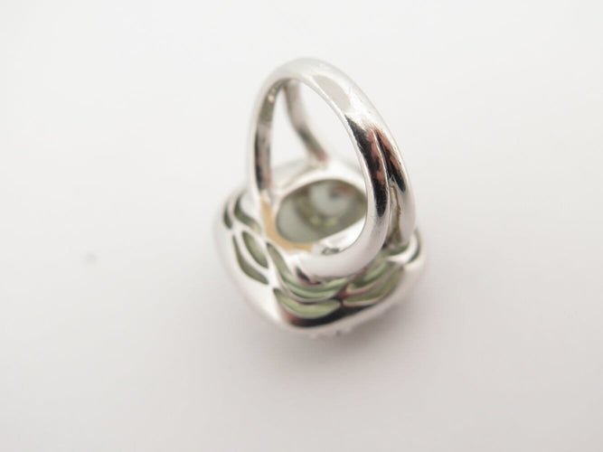 Bague 54 Adler - Bague Pierre cabochon cage en or blanc 18k et diamants 2 ct 58 Facettes 268856