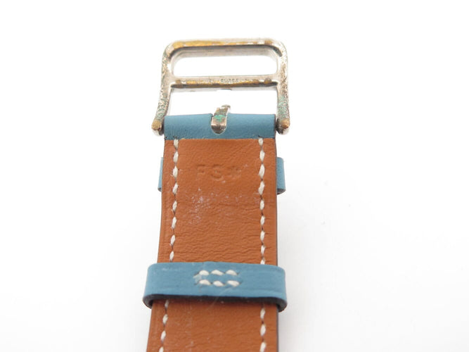 Montre montre HERMES heure h hh1.510 quartz 34 mm en acier et cuir bleu 58 Facettes 272965