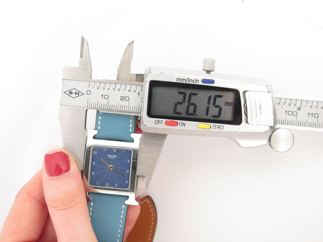 Montre montre HERMES heure h hh1.510 quartz 34 mm en acier et cuir bleu 58 Facettes 272965